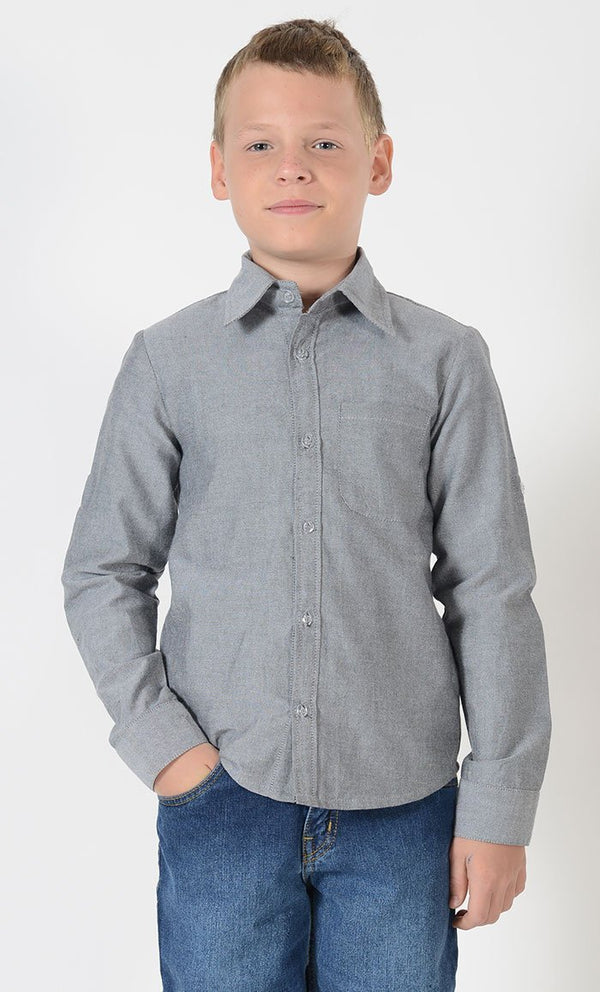 Boys Chambray Button Down Shirt - EastEssence.com
