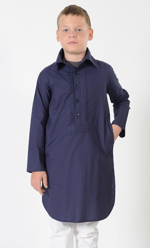 Boys Cotton Collar Half Button Tunic - EastEssence.com