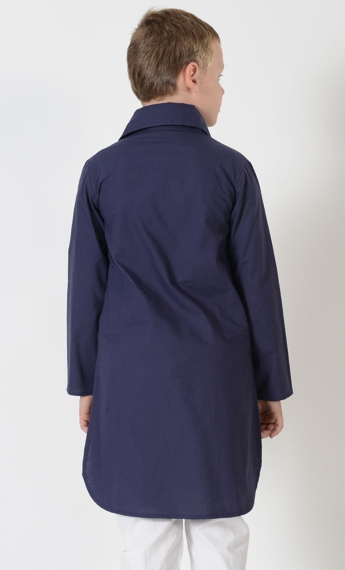 Boys Cotton Collar Half Button Tunic - EastEssence.com