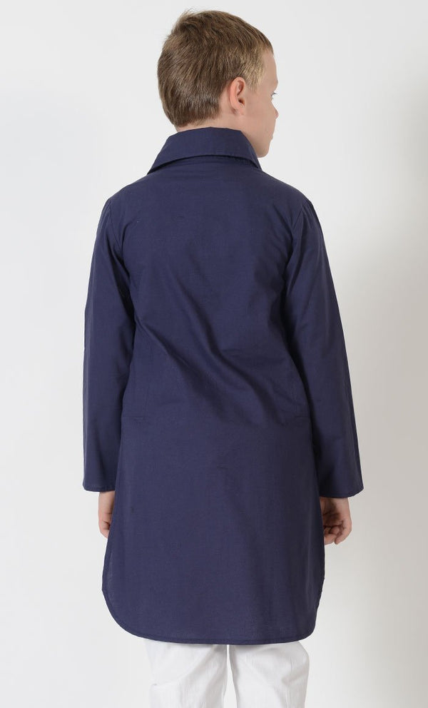 Boys Cotton Collar Half Button Tunic - EastEssence.com