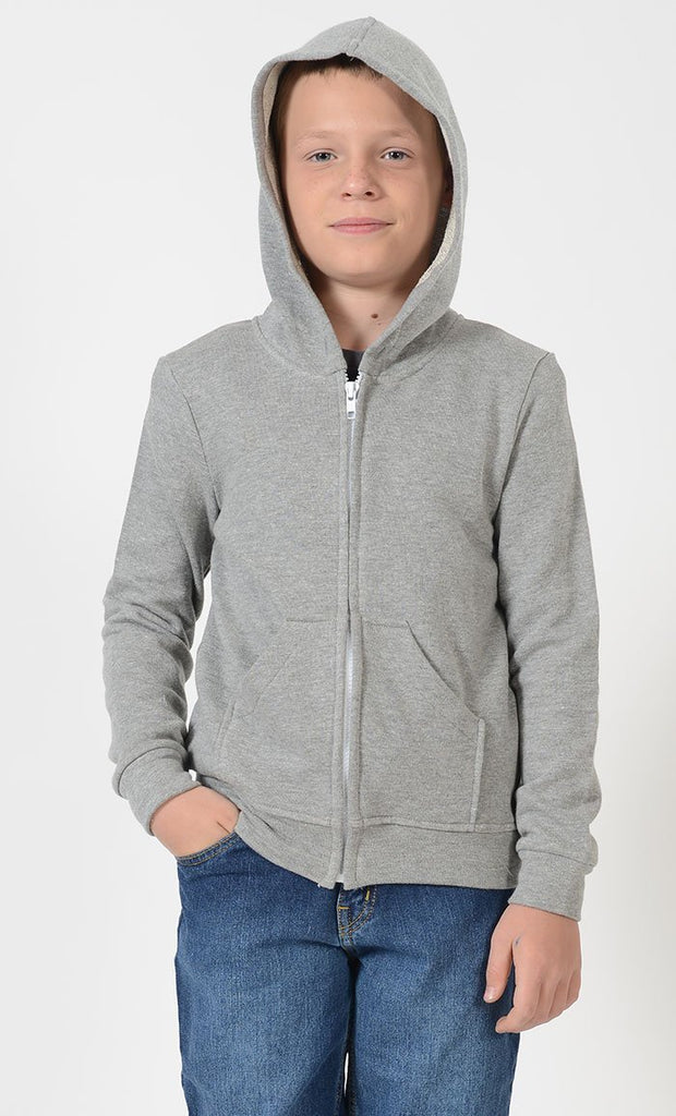 Boys Grey Zipper Hoodie - EastEssence.com