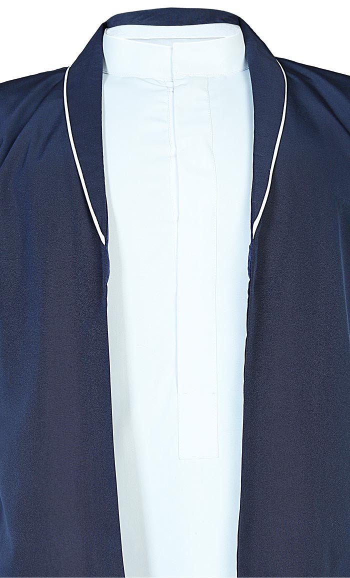 Boys Islamic White Uniform Thobe With Blue Jacket