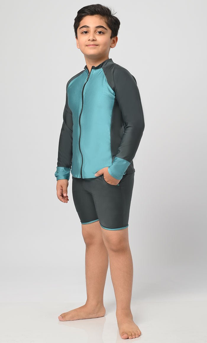 Boy's UV Rays Protected Swimsuit With Shorts - 2Pc Set - EastEssence.com