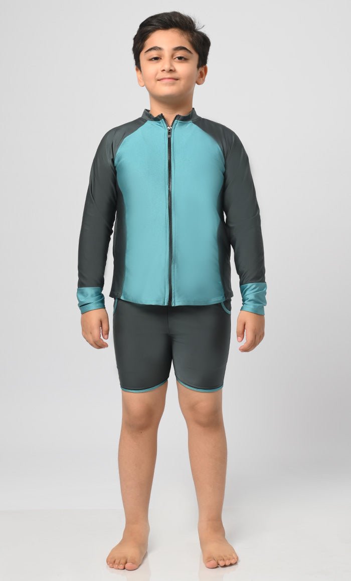 Boy's UV Rays Protected Swimsuit With Shorts - 2Pc Set - EastEssence.com