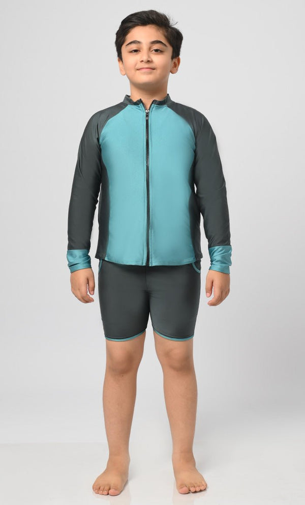 Boy's UV Rays Protected Swimsuit With Shorts - 2Pc Set - EastEssence.com