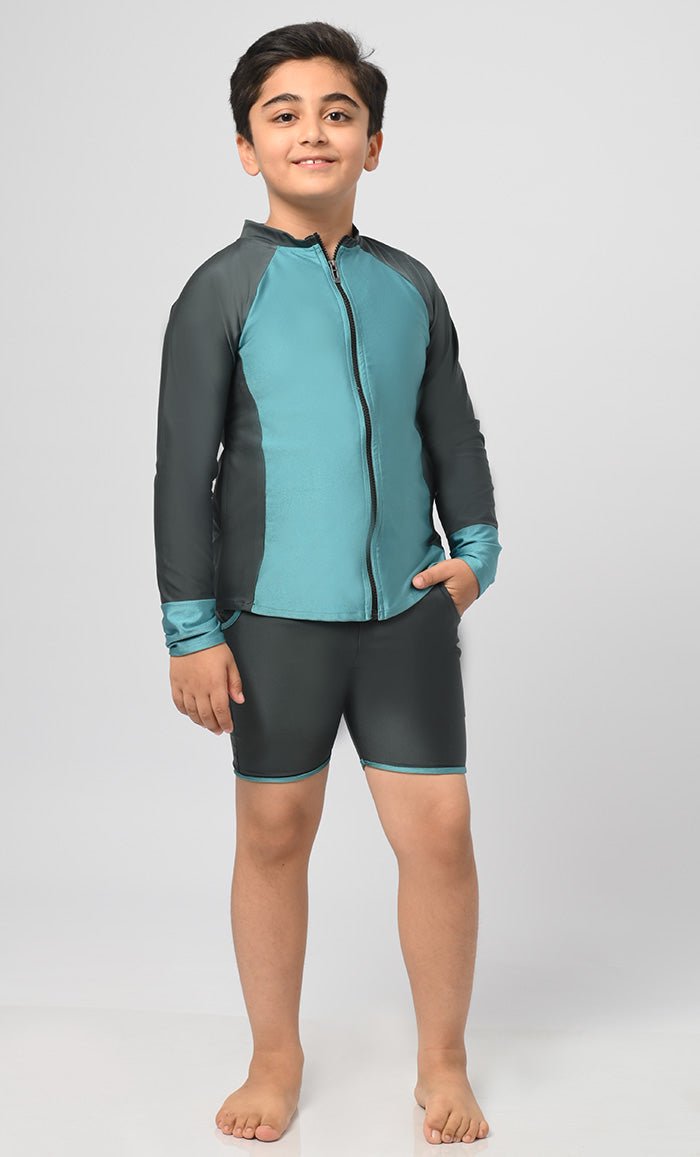 Boy's UV Rays Protected Swimsuit With Shorts - 2Pc Set - EastEssence.com