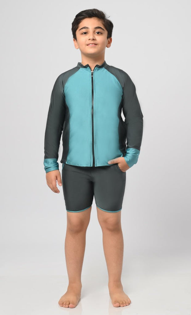 Boy's UV Rays Protected Swimsuit With Shorts - 2Pc Set - EastEssence.com