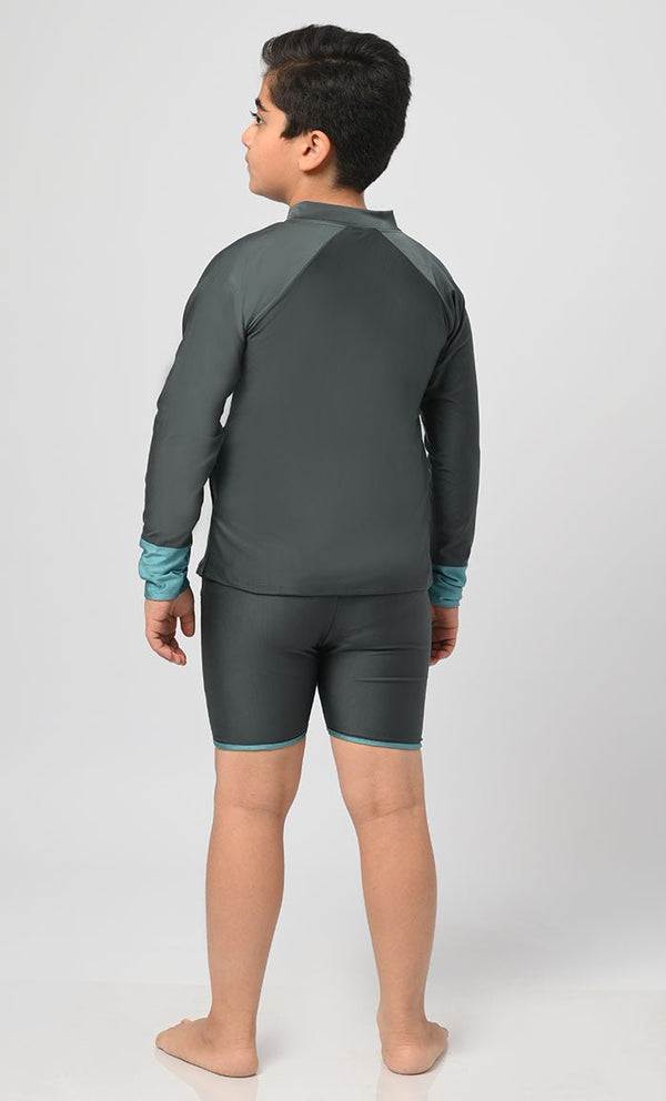 Boy's UV Rays Protected Swimsuit With Shorts - 2Pc Set - EastEssence.com