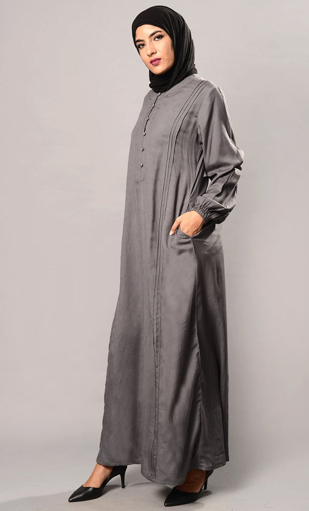 Button Down Casual Wear Abaya Dress - EastEssence.com