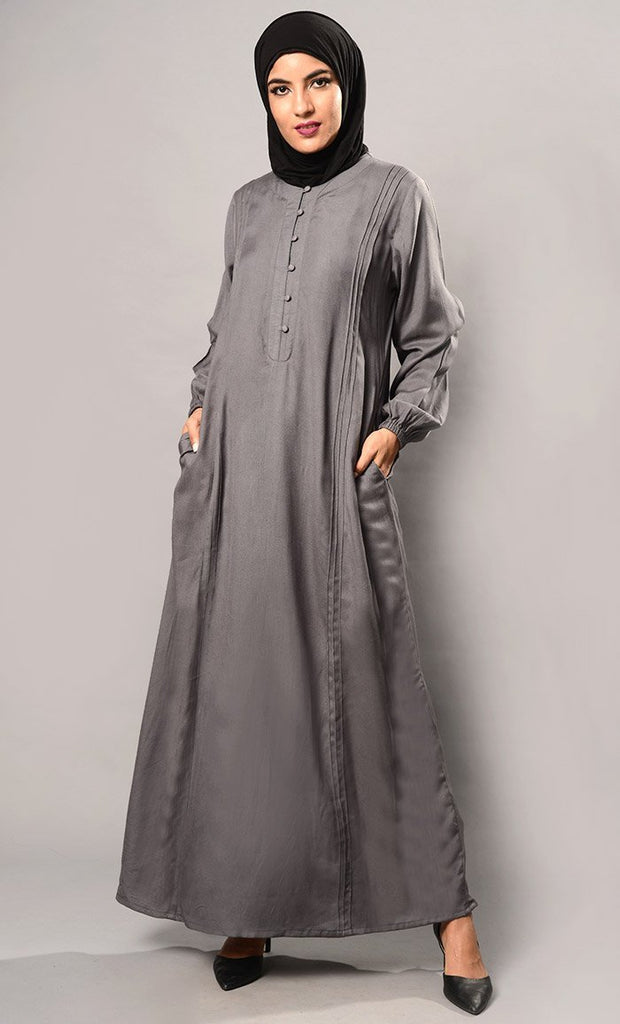 Button Down Casual Wear Abaya Dress - EastEssence.com