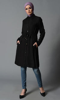 Button Down Long Rayon Shirt - EastEssence.com
