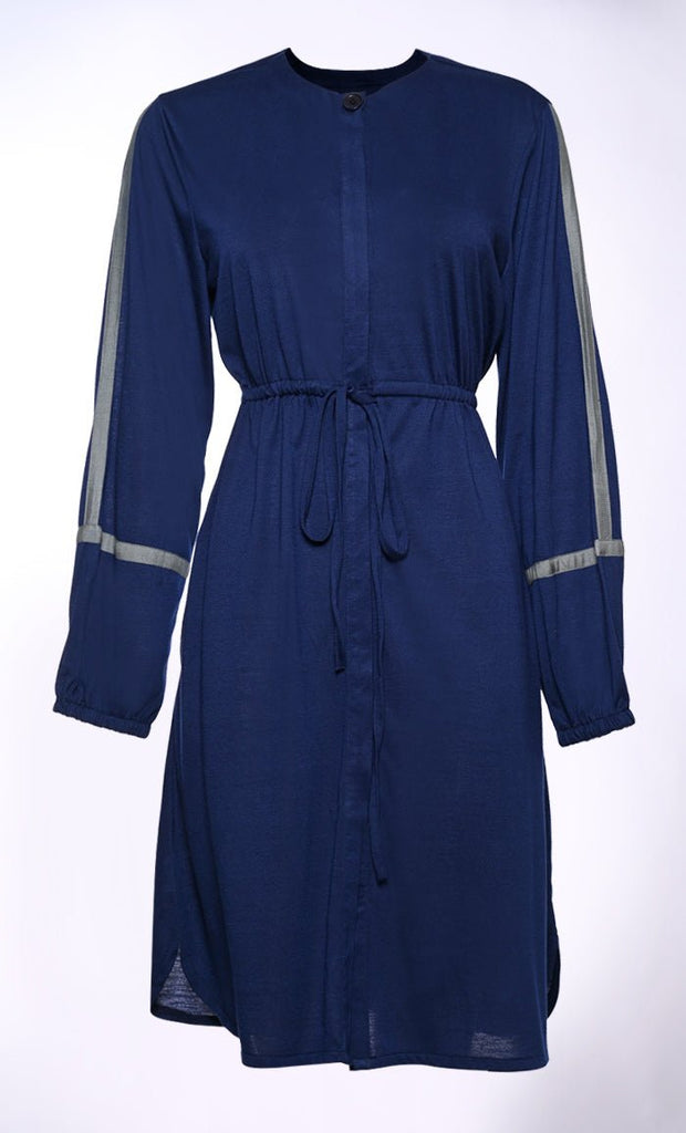 Button Down Tunic with Contrasting Colour Trim - EastEssence.com