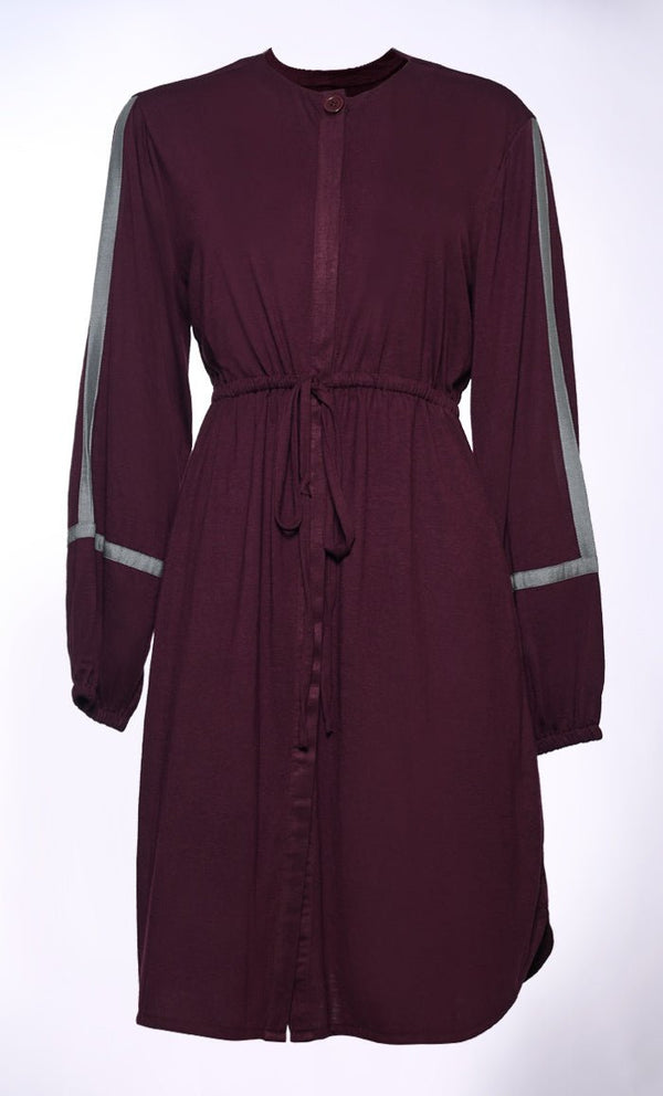 Button Down Tunic with Contrasting Colour Trim - EastEssence.com