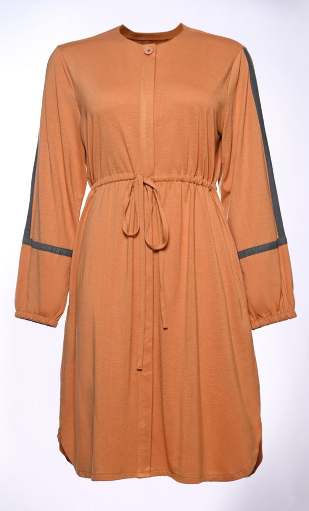 Button Down Tunic with Contrasting Colour Trim - EastEssence.com