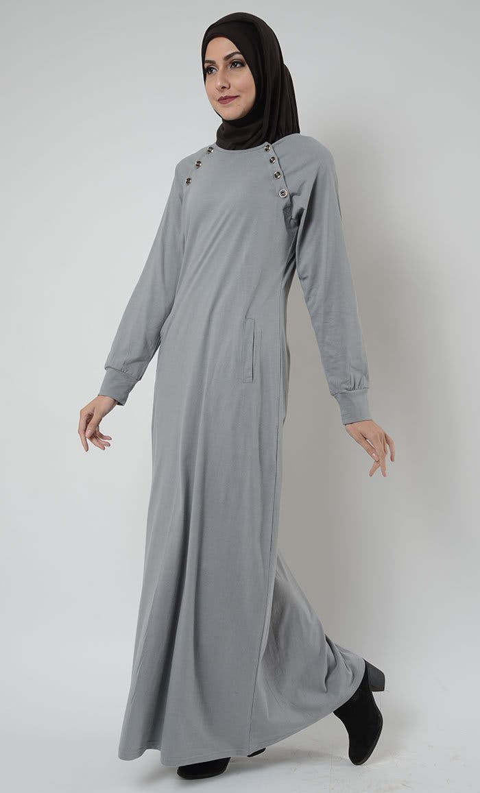 Abaya à boutons sur l'épaule