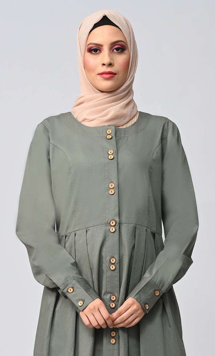 Buy Cotton Twill Button Down Abaya With Pockets - EastEssence.com