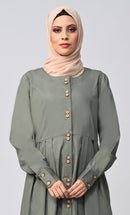 Buy Cotton Twill Button Down Abaya With Pockets - EastEssence.com