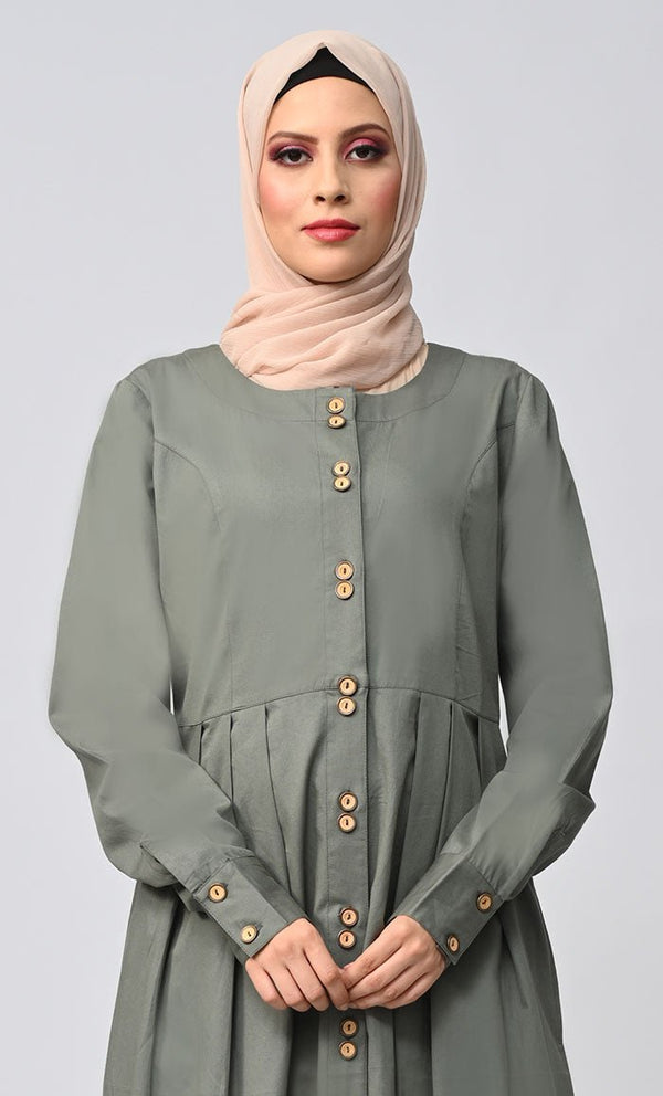 Buy Cotton Twill Button Down Abaya With Pockets - EastEssence.com