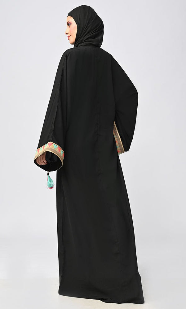 Buy Islamic Lace Detailing Abaya With Tassels - EastEssence.com
