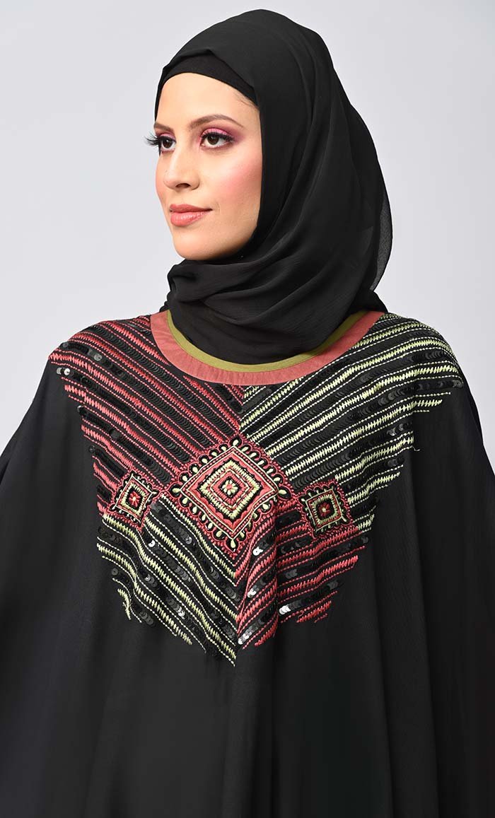 Buy Islamic Sequins Detailing Kaftan Style Abaya - EastEssence.com