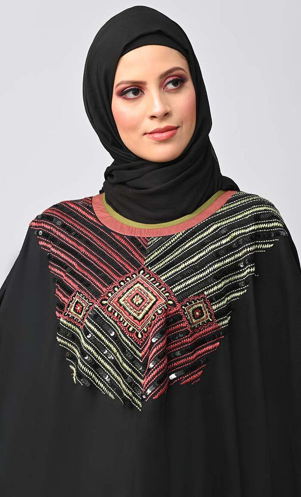 Buy Islamic Sequins Detailing Kaftan Style Abaya - EastEssence.com