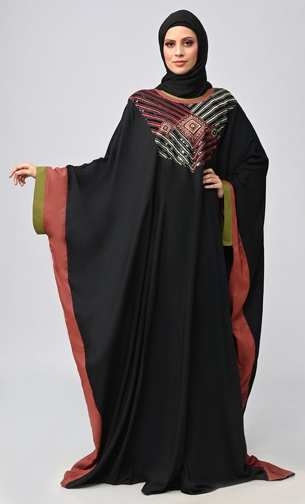 Buy Islamic Sequins Detailing Kaftan Style Abaya - EastEssence.com