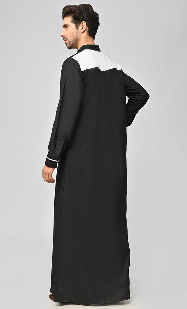 Buy Mens Dubai White Detailing Thobe