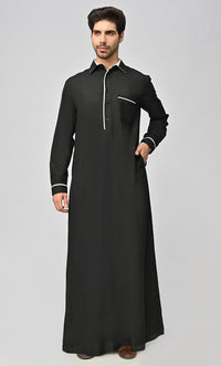 Buy Mens Dubai White Detailing Thobe