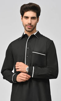 Buy Mens Dubai White Detailing Thobe