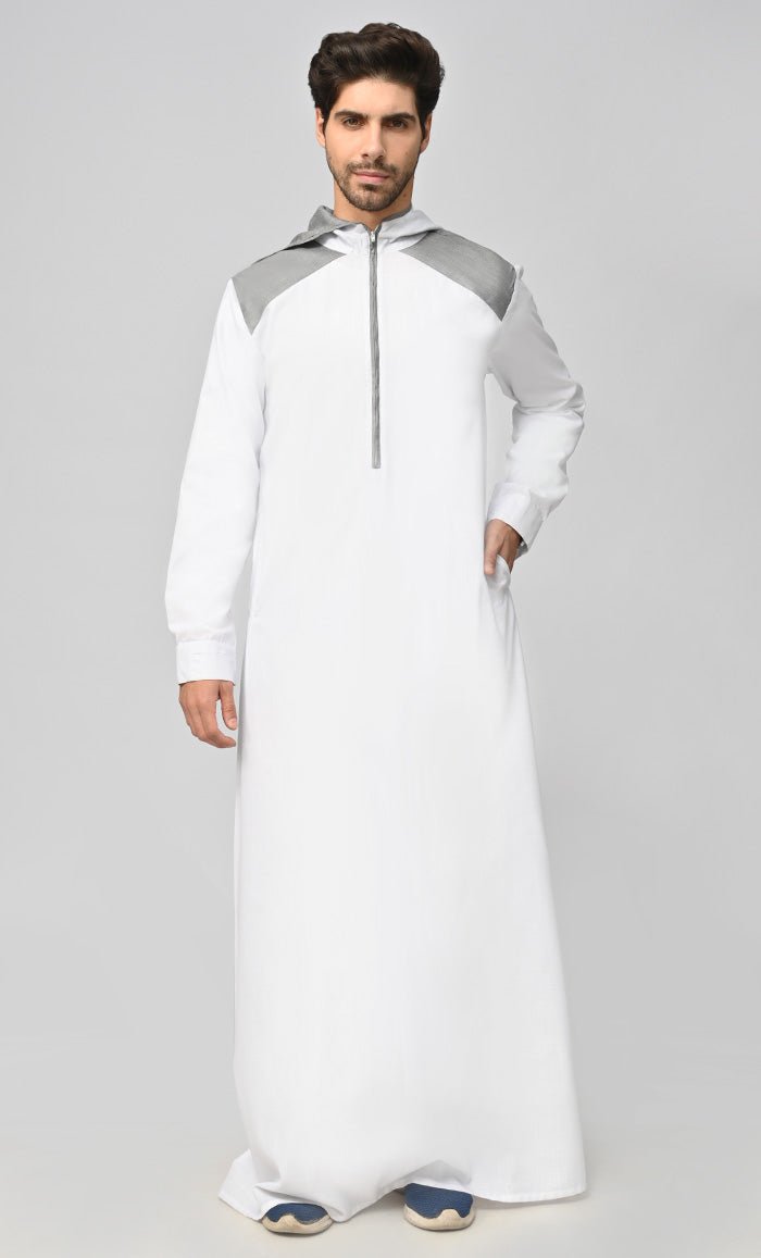 Buy Mens Grey Contrasted Thobe/Jubba