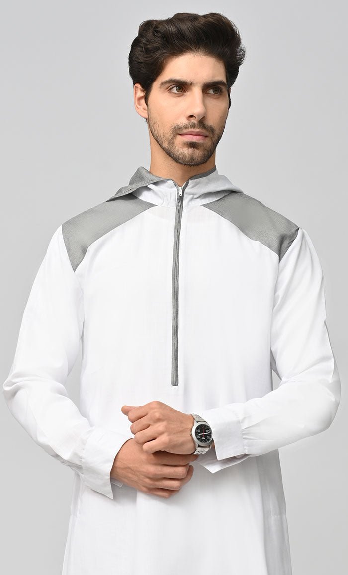Buy Mens Grey Contrasted Thobe/Jubba