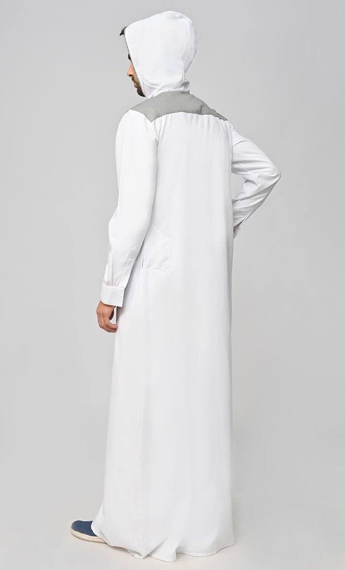 Buy Mens Grey Contrasted Thobe/Jubba
