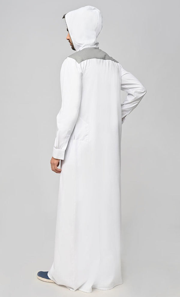Buy Mens Grey Contrasted Thobe/Jubba