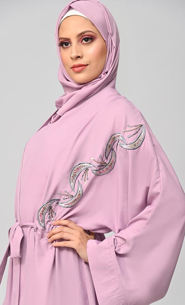 Buy Modest Islamic Embroidered Detailing Shrug\Bisht - EastEssence.com