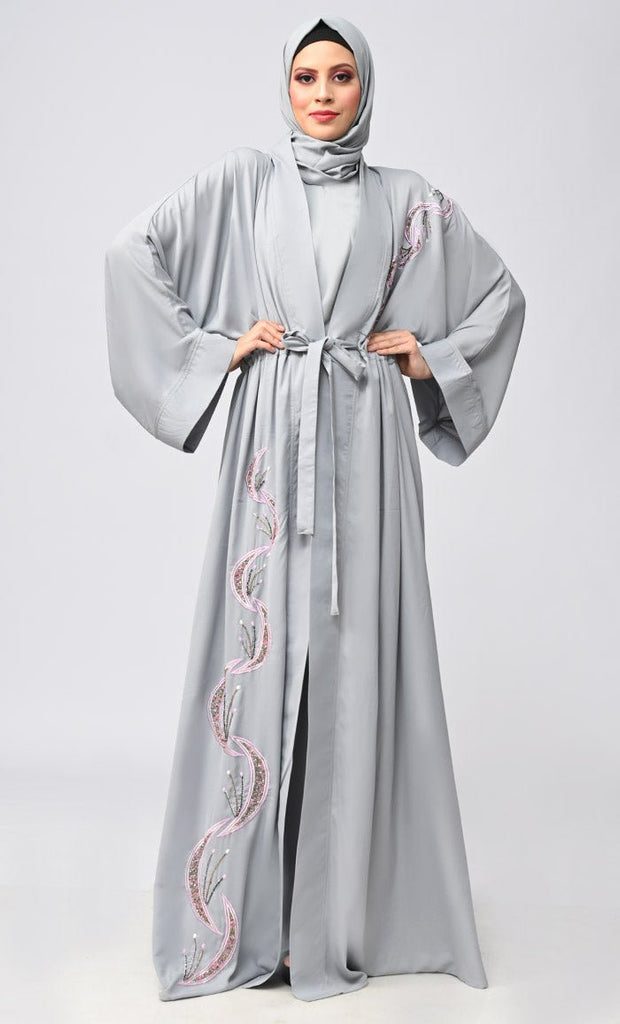 Buy Modest Islamic Embroidered Detailing Shrug\Bisht - EastEssence.com