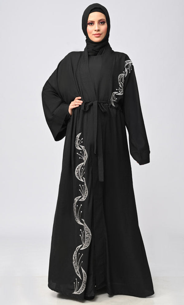 Buy Modest Islamic Embroidered Detailing Shrug\Bisht - EastEssence.com