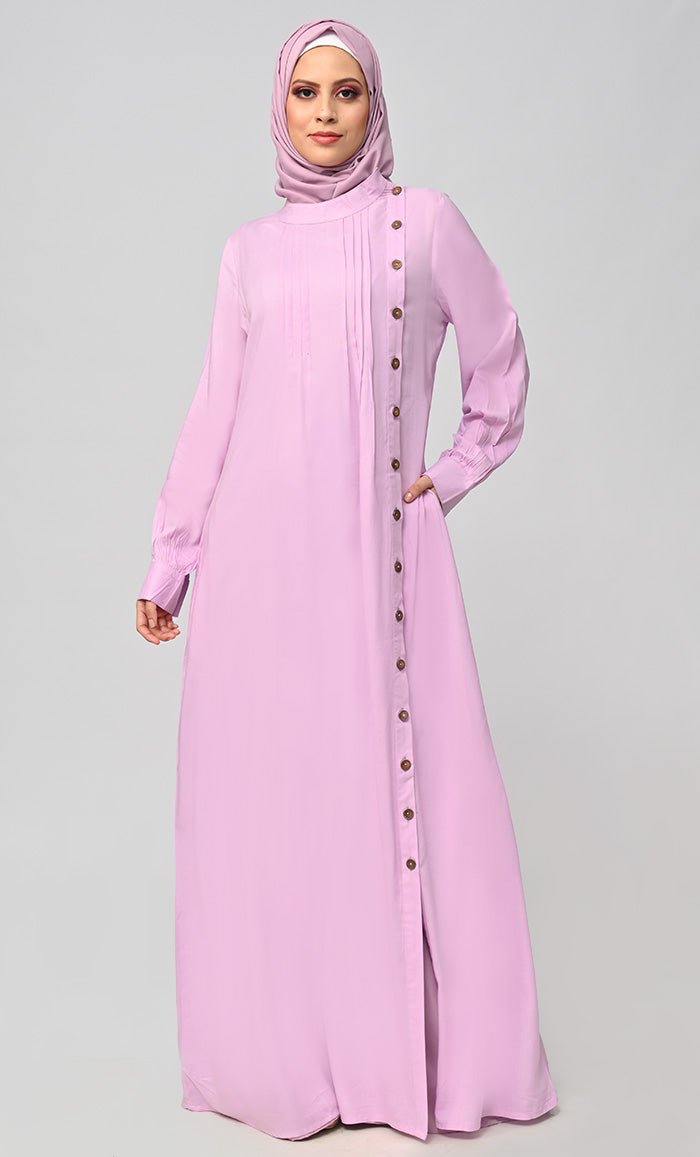 Buy Soft Rayon Button Down Abaya With Pockets