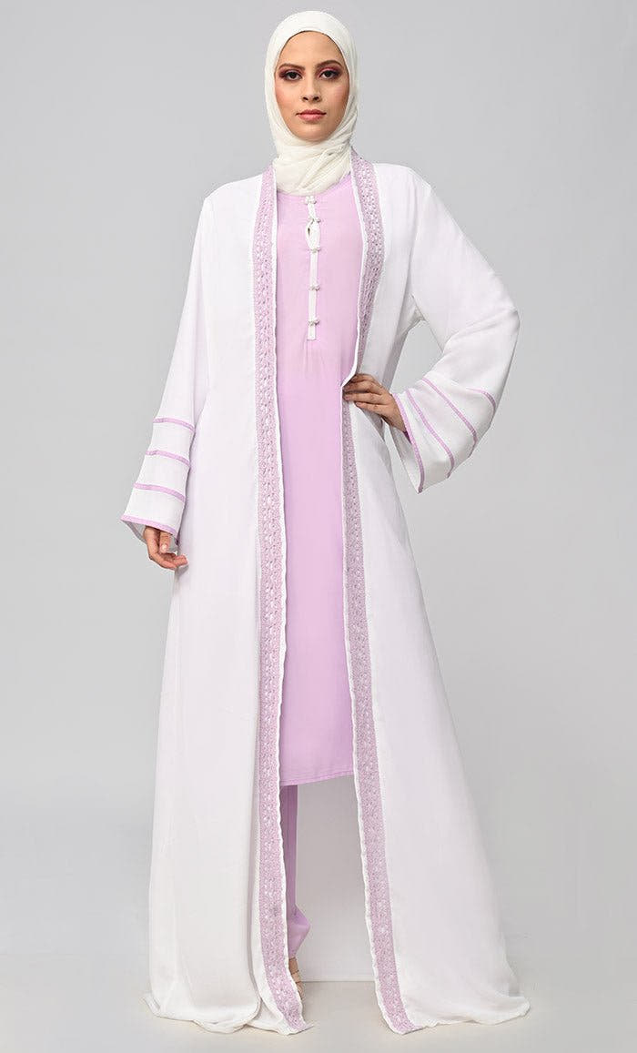 Tunic Set with Embroidered Shrug & Pants Summer Wear