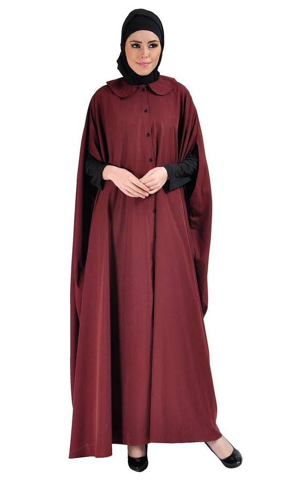 Cape Jilbab Dress - Maroon - EastEssence.com