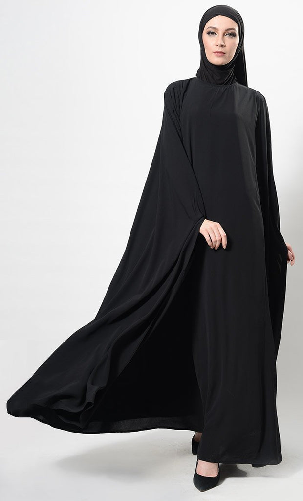 Cape Style Flowy Abaya Dress And Hijab Set - EastEssence.com