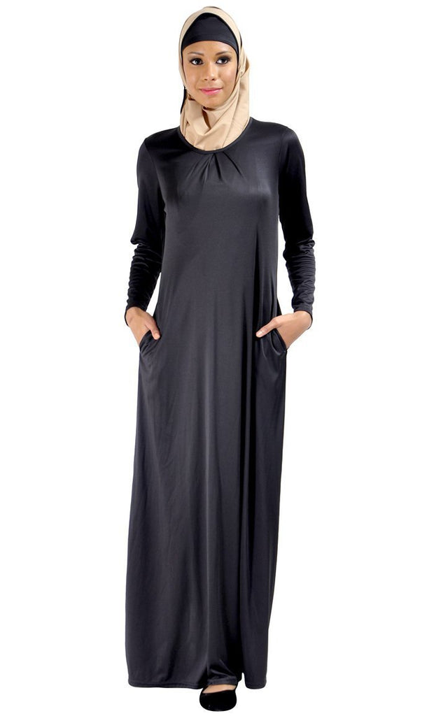 Casual And Pleated Everyday Abaya Dress - EastEssence.com