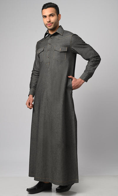 Casual Denim Designer Thobe/Jubba For Men