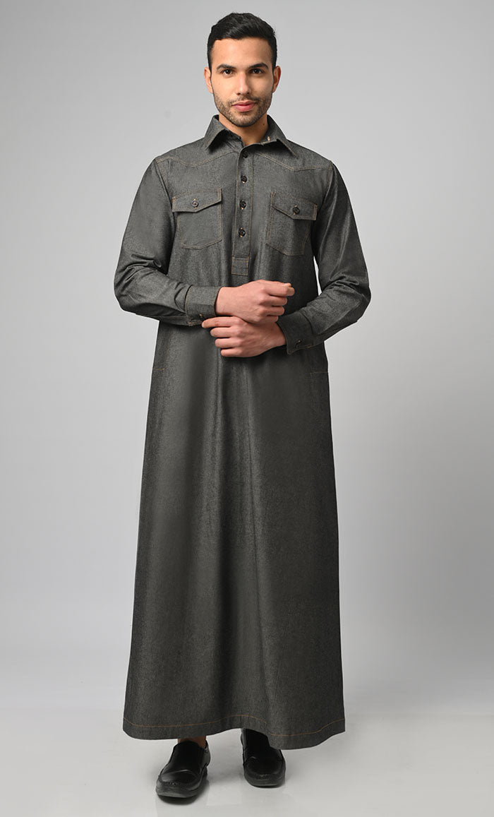 Casual Denim Designer Thobe/Jubba For Men