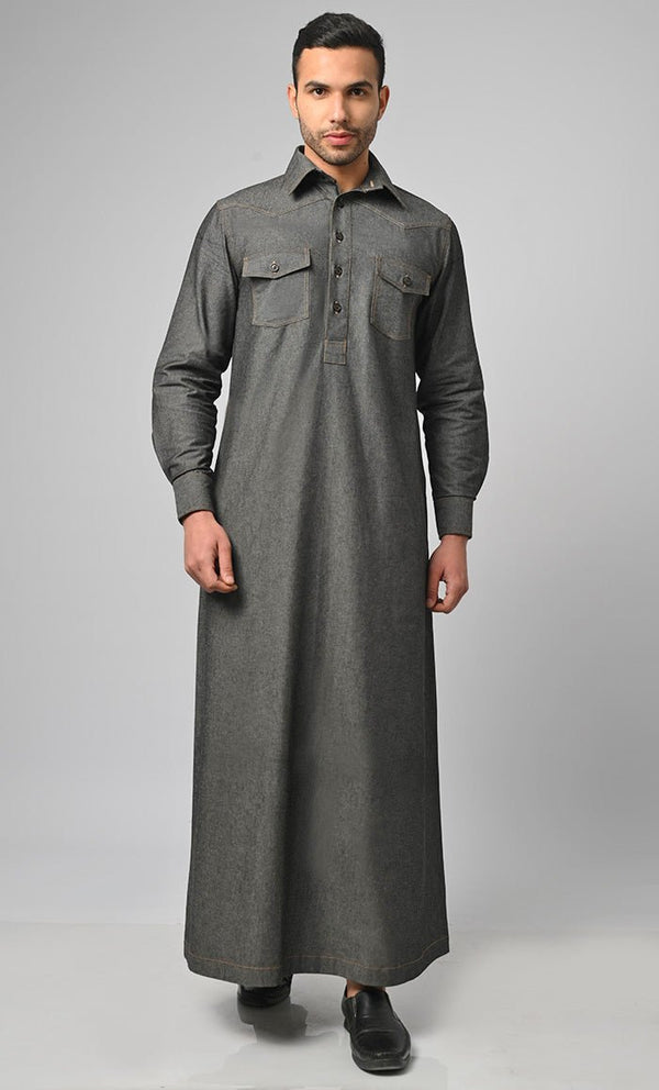 Casual Denim Designer Thobe/Jubba For Men