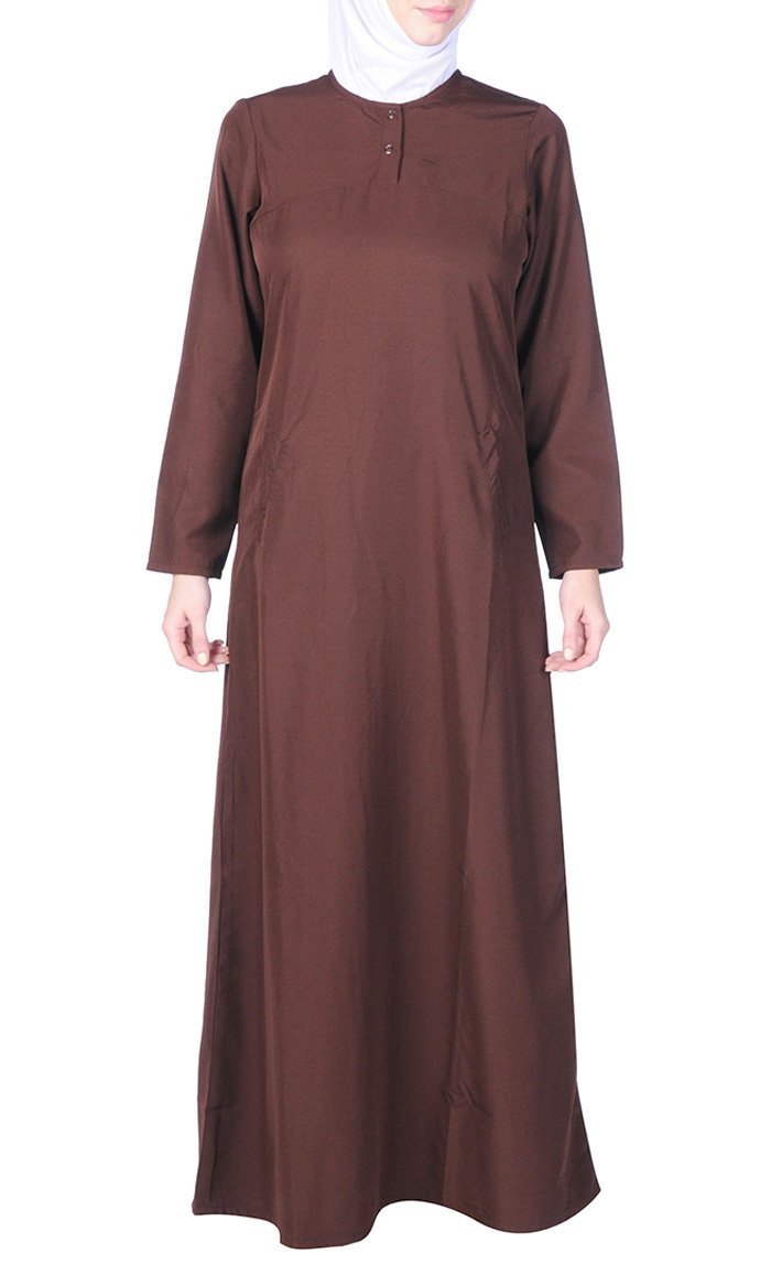 Casual Everyday Comfortable Amatullah Abaya Dress-Brown