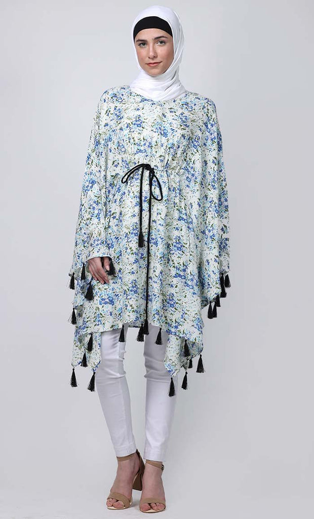 Casual Everyday Wear Printed Tunic With Tessels And Dori And Pockets - EastEssence.com