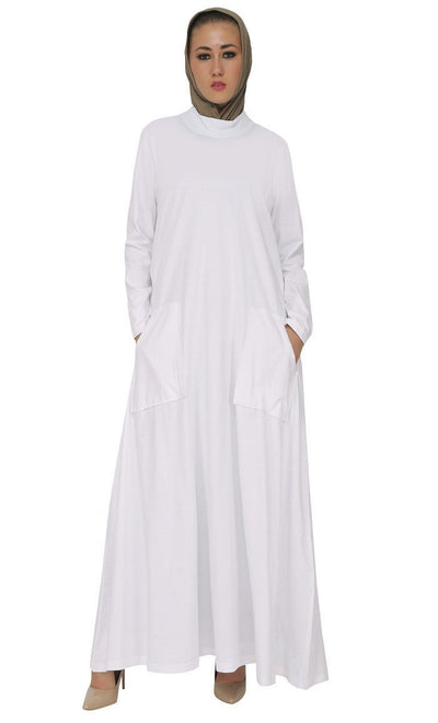 Casual Wear Broad Pockets Long Abaya Dress - EastEssence.com