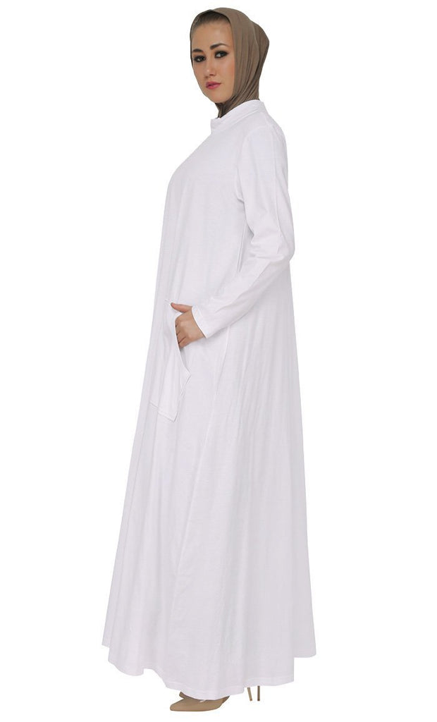 Casual Wear Broad Pockets Long Abaya Dress - EastEssence.com