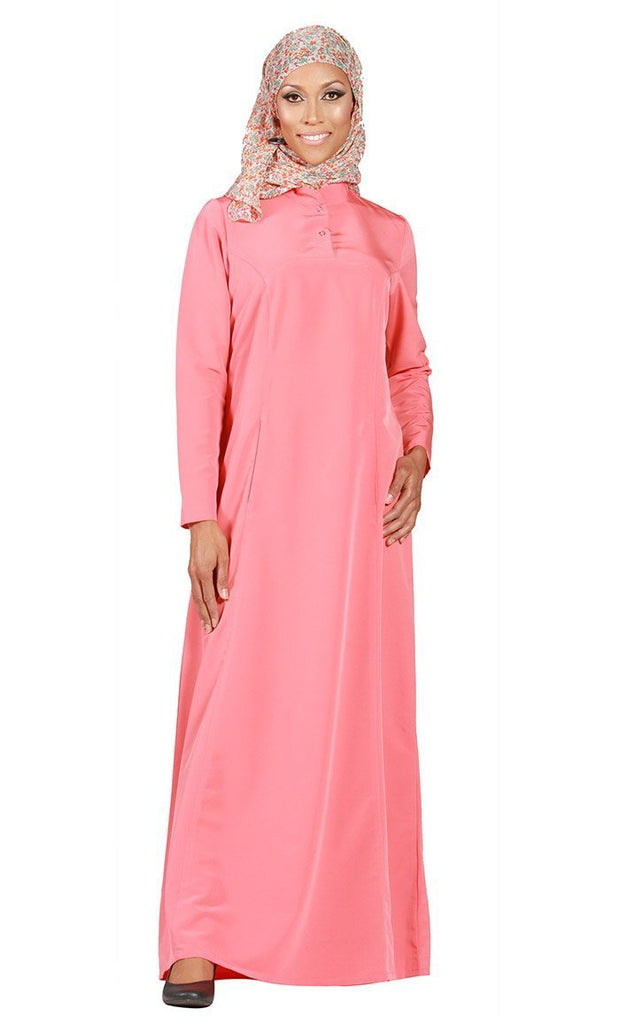 Casual Wear Twined Buttons Amatullah Abaya Dress - EastEssence.com