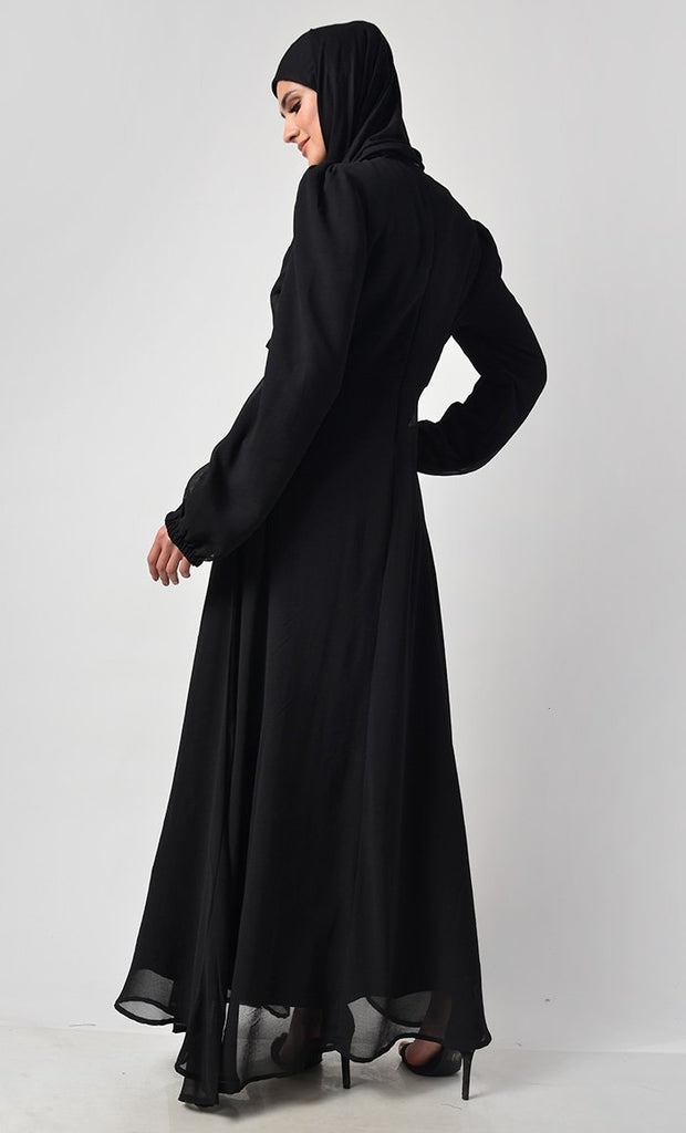 Classic Black Puff Sleeve Everyday Abaya